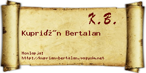 Kuprián Bertalan névjegykártya