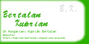 bertalan kuprian business card